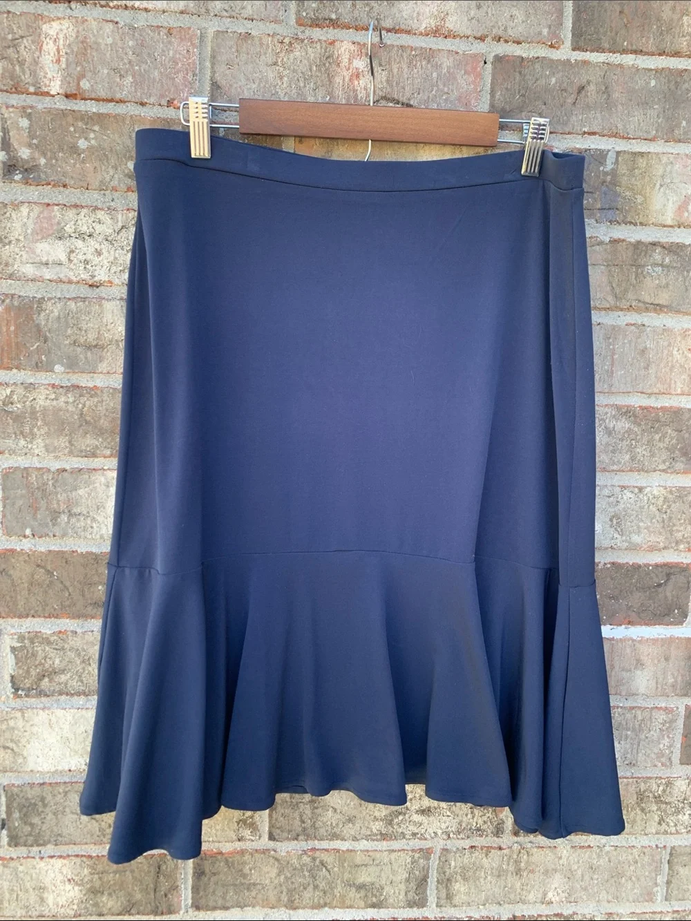 Take 50% OFF- George Stretch Navy Flounce Hem Skirt - Women, Size-L